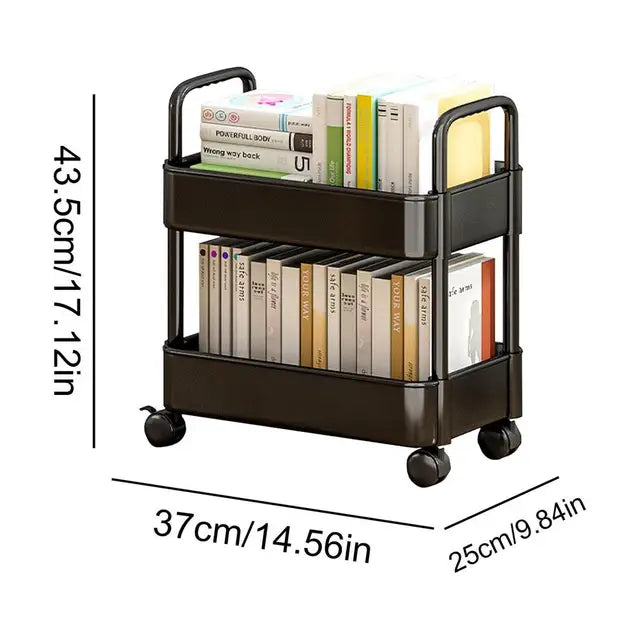 Mobile Bookshelf Cart with Wheels | Book Storage and Organizer - Dalton | Bowlift