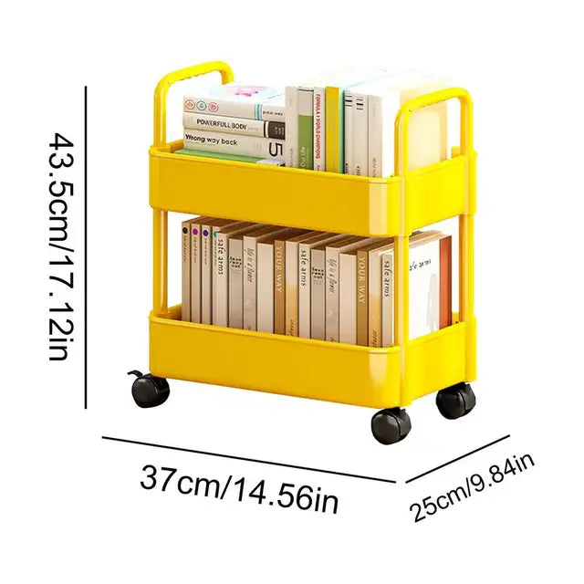 Mobile Bookshelf Cart with Wheels | Book Storage and Organizer - Dalton | Bowlift