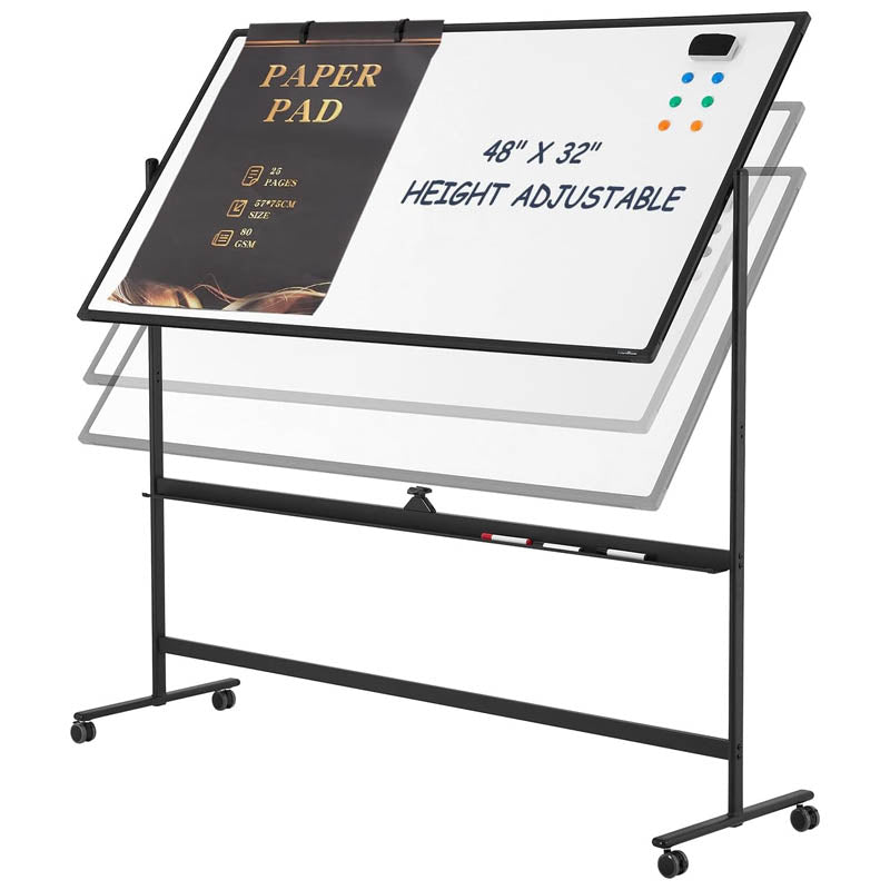 BowLift | Mobile White Board 48" x 32" Large Double Sided Mobile Whiteboard for Home Office Classroom