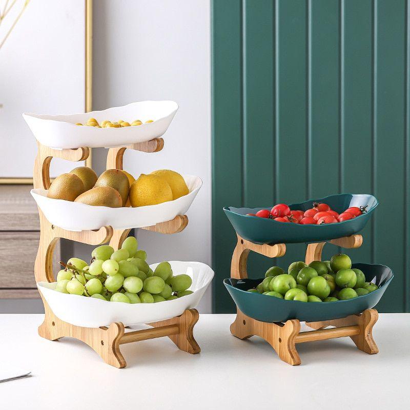 BowLift | BambuNest – Modern Bamboo Fruit Basket with Removable Trays & Multi-Tier Design