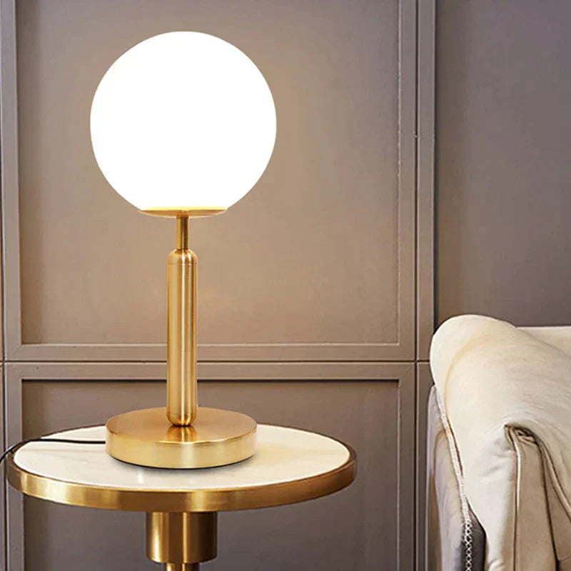 BowLift | Stylish Brass & Glass LED Table Lamp – GlowSphere