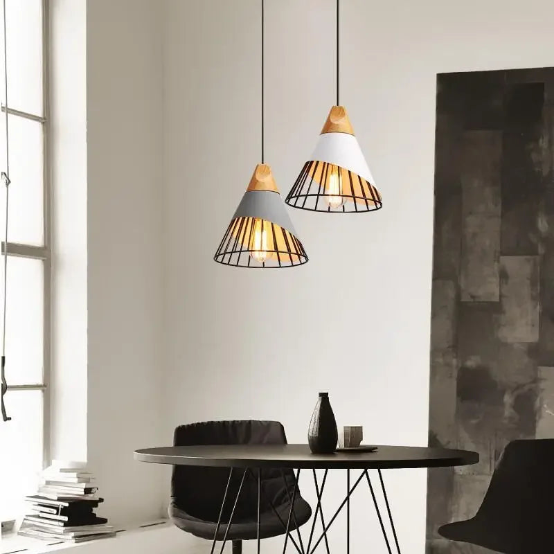 Modern Pendant Lights – Stylish Hanging Light made of Wood and Metal for Dining Room and Kitchen | Bowlift