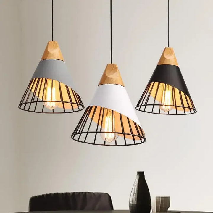 Modern Pendant Lights – Stylish Hanging Light made of Wood and Metal for Dining Room and Kitchen | Bowlift