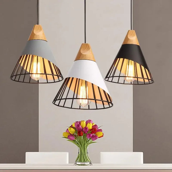 Modern Pendant Lights – Stylish Hanging Light made of Wood and Metal for Dining Room and Kitchen | Bowlift