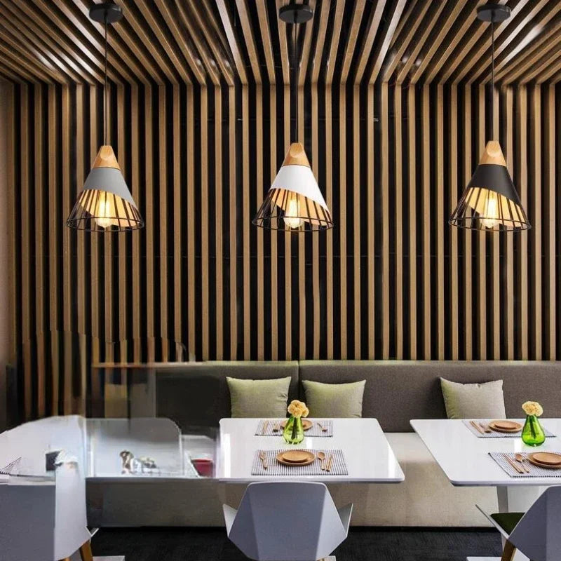 Modern Pendant Lights – Stylish Hanging Light made of Wood and Metal for Dining Room and Kitchen | Bowlift
