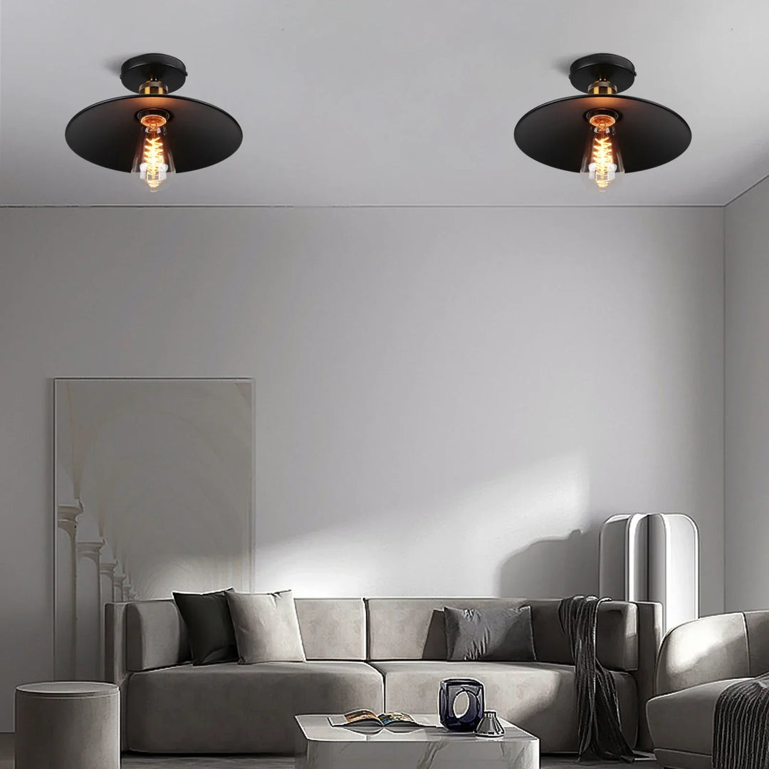 Vintage ceiling light in industrial style, metal lamp for living room or bedroom, LED compatible | Bowlift