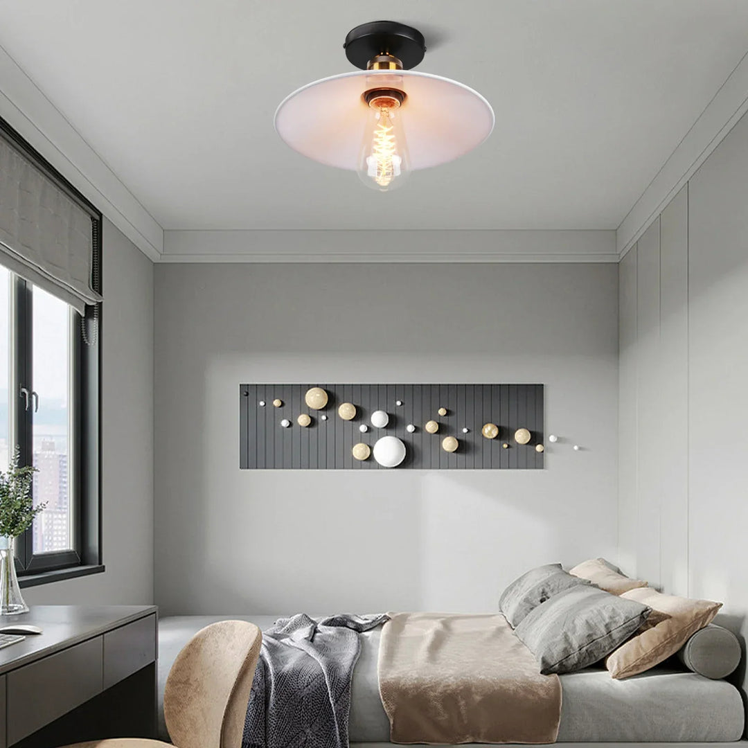Vintage ceiling light in industrial style, metal lamp for living room or bedroom, LED compatible | Bowlift