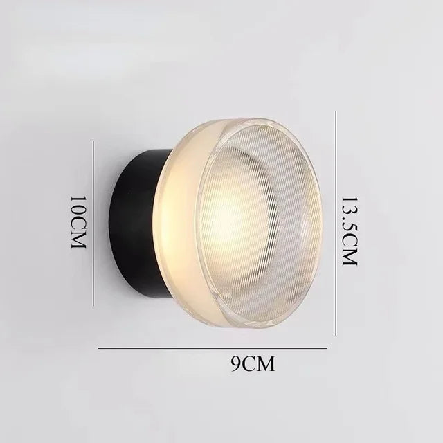 Modern Round LED Wall Light made of Glass – Wall Lamp for Living Room, Hallway, Bedroom, and Bathroom | Bowlift