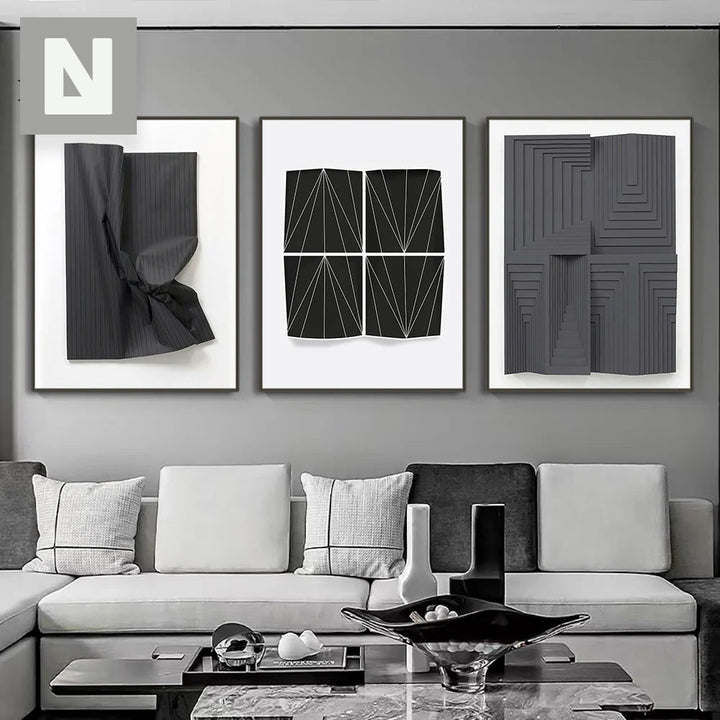 Modern Aesthetics Abstract 3D Effect Wall Art Fine Art Canvas Prints Pictures For Living Room Bedroom Contemporary Interior Decor | Bowlift