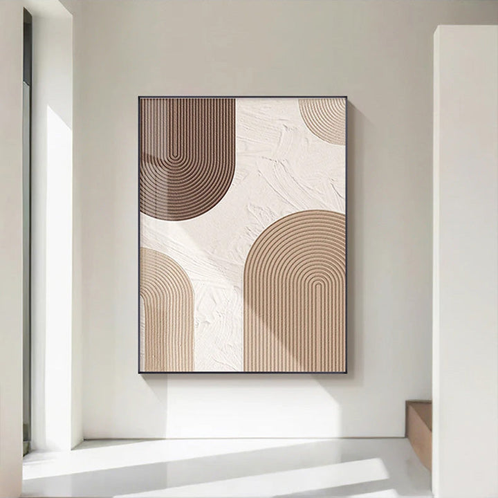 Modern Abstract Beige Geometric Lines Wall Art Fine Art Canvas Prints Pictures For Living Room Dining Room Home Office Decor | Bowlift