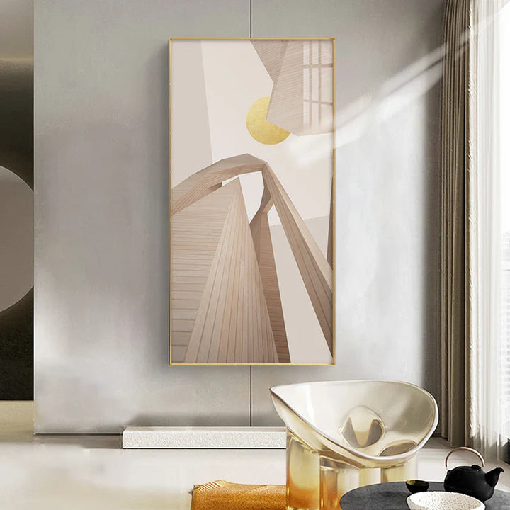 Modern Aesthetics Abstract Architectural Sunrise Wall Art Fine Art Canvas Prints Pictures For Contemporary Loft Apartment Home Office Foyer Art Decor | Bowlift