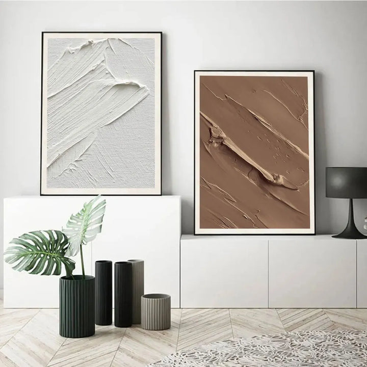 Modern Abstract Black & White Minimalist Wall Art Fine Art Canvas Prints Textural Design Pictures For Modern Loft Apartment Home Office Decor | Bowlift