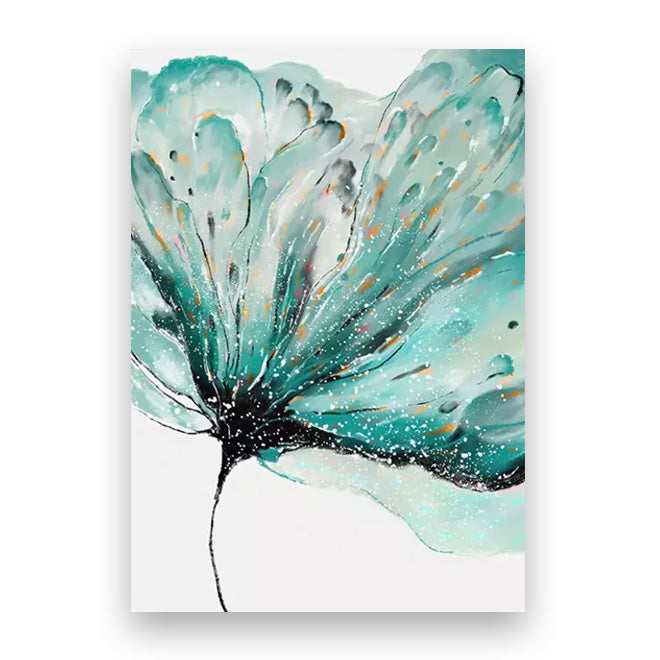 Modern Abstract Botanical Floral Blue Golden Jade Marble Prints Wall Art Fine Art Canvas Prints Pictures For Living Room Bedroom Art Decor | Bowlift