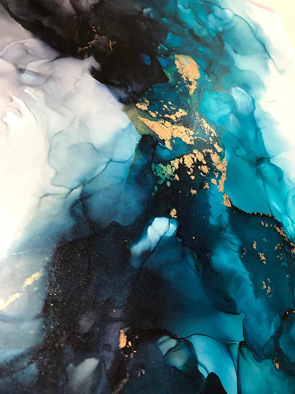 Modern Abstract Deep Blue Aqua Marble Print Wall Art Fine Art Canvas Prints Posters Pictures For Living Room Dining Room Art Decor | Bowlift