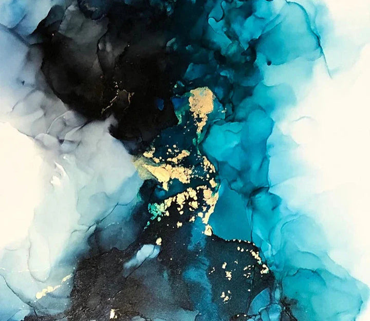 Modern Abstract Deep Blue Aqua Marble Print Wall Art Fine Art Canvas Prints Posters Pictures For Living Room Dining Room Art Decor | Bowlift