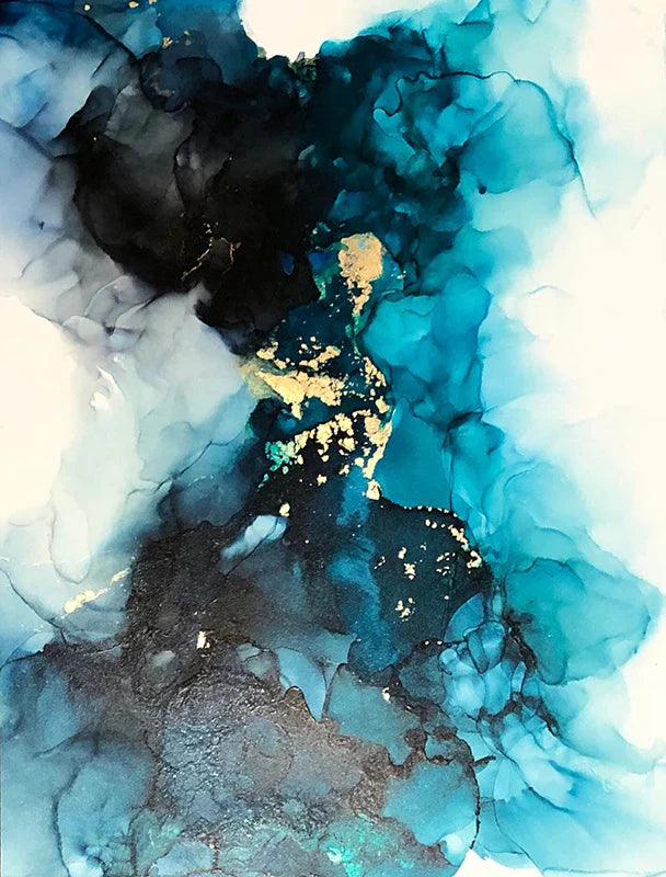Modern Abstract Deep Blue Aqua Marble Print Wall Art Fine Art Canvas Prints Posters Pictures For Living Room Dining Room Art Decor | Bowlift