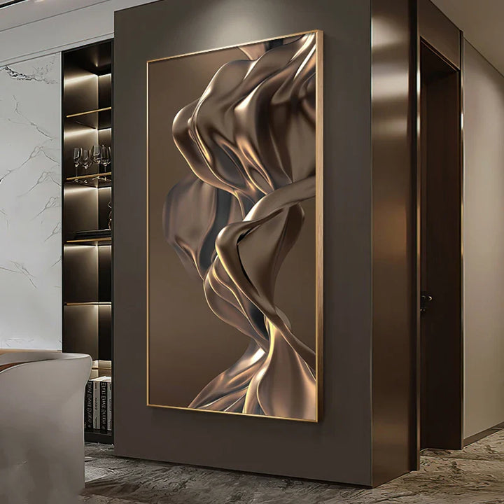 Modern Abstract Liquid Silk Flowing Ribbon Wall Art Fine Art Canvas Prints Poster Pictures For Living Room Entranceway Foyer Light Luxury Home Office Decor | Bowlift