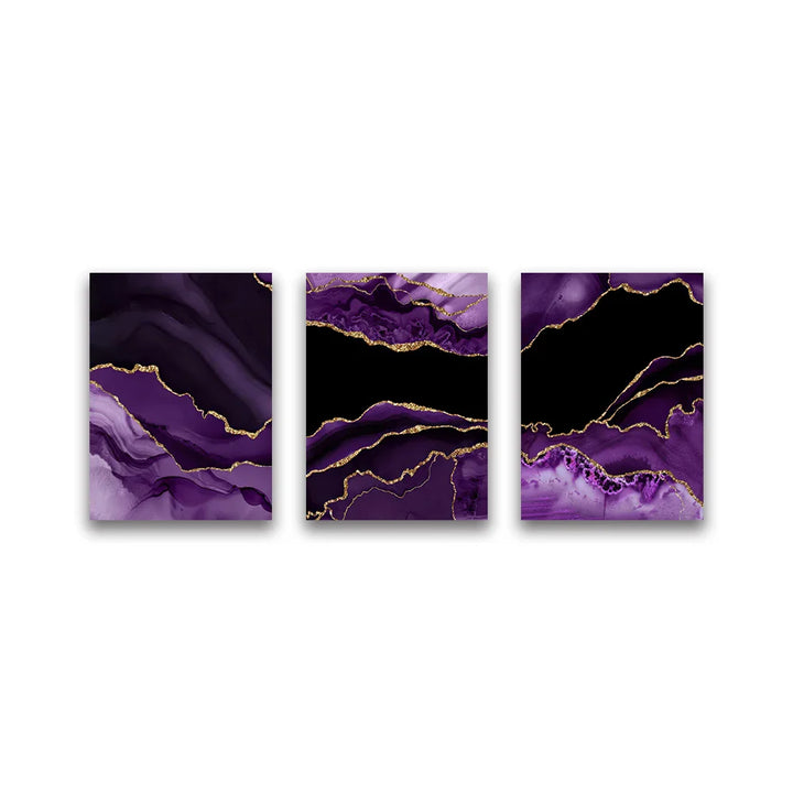 Modern Abstract Liquid Purple Black Marble Print Wall Art Fine Art Canvas Prints Pictures For Living Room Dining Room Home Office Art Decor | Bowlift