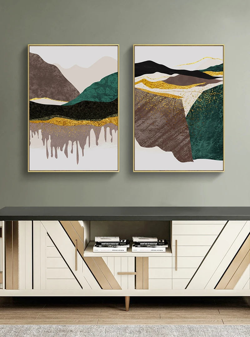 Abstract Mountain Landscape Wall Art Fine Art Canvas Prints Pictures For Modern Apartment Living Room Bedroom Hotel Room Art Decor | Bowlift