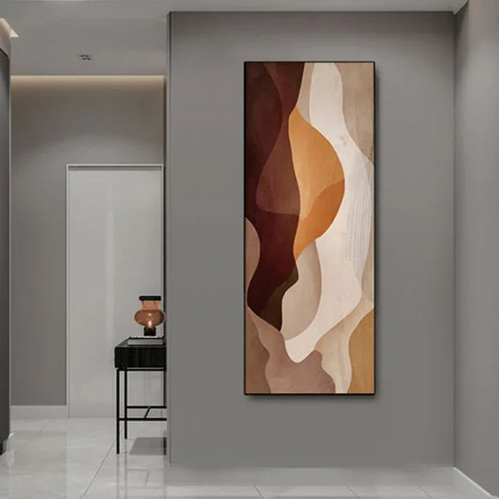 Modern Abstract Shades Of Brown Beige Vertical Format Wall Art Fine Art Canvas Prints Pictures For Foyer Living Room Hallway Nordic Home Decor | Bowlift