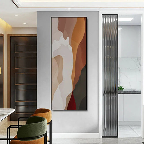 Modern Abstract Shades Of Brown Beige Vertical Format Wall Art Fine Art Canvas Prints Pictures For Foyer Living Room Hallway Nordic Home Decor | Bowlift