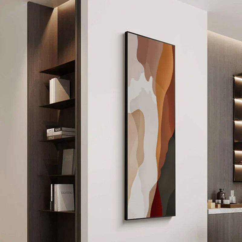 Modern Abstract Shades Of Brown Beige Vertical Format Wall Art Fine Art Canvas Prints Pictures For Foyer Living Room Hallway Nordic Home Decor | Bowlift