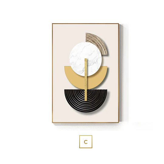 Minimalist Geometric Circles Abstract Wall Art Fine Art Canvas Prints Modern Pictures For Luxury Living Room Dining Room Hotel Home Office Art Decor | Bowlift