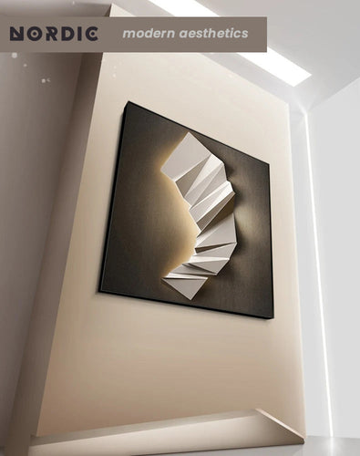 Modern Aesthetics 3d LED Effect Abstract Geometric Wall Art Fine Art Canvas Prints Square Format Pictures Art For Contemporary Interiors | Bowlift