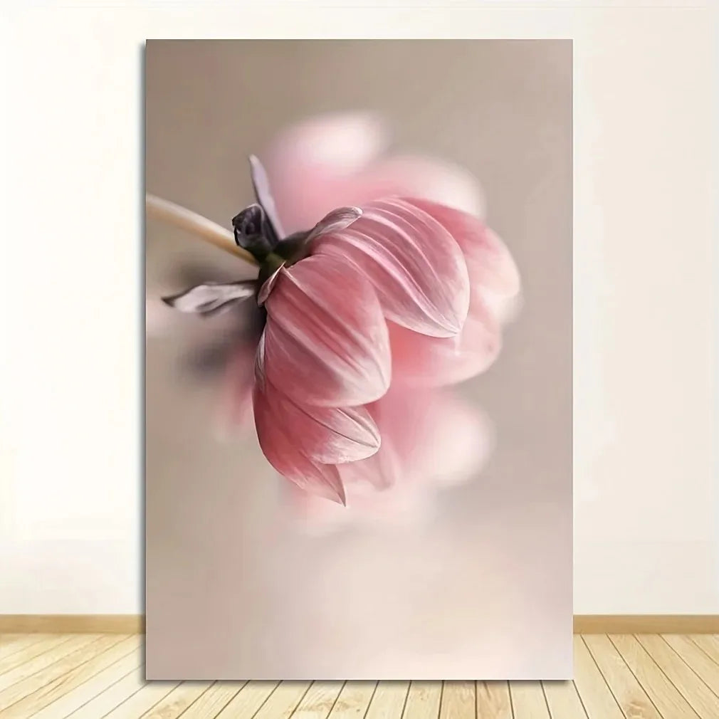 Modern Floral Pink Petal Flowers Wall Art Fine Art Canvas Prints Elegant Botanical Pictures For Living Room Bedroom Hotel Room Art Decor | Bowlift