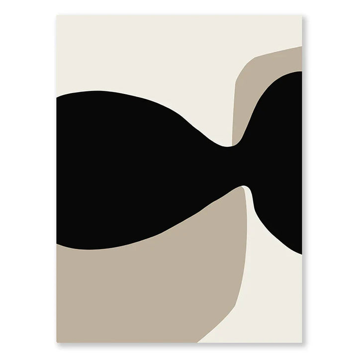 Modern Black Beige Shapely Abstract Wall Art Fine Art Canvas Prints Pictures For Living Room Bedroom Art For Contemporary Interiors | Bowlift