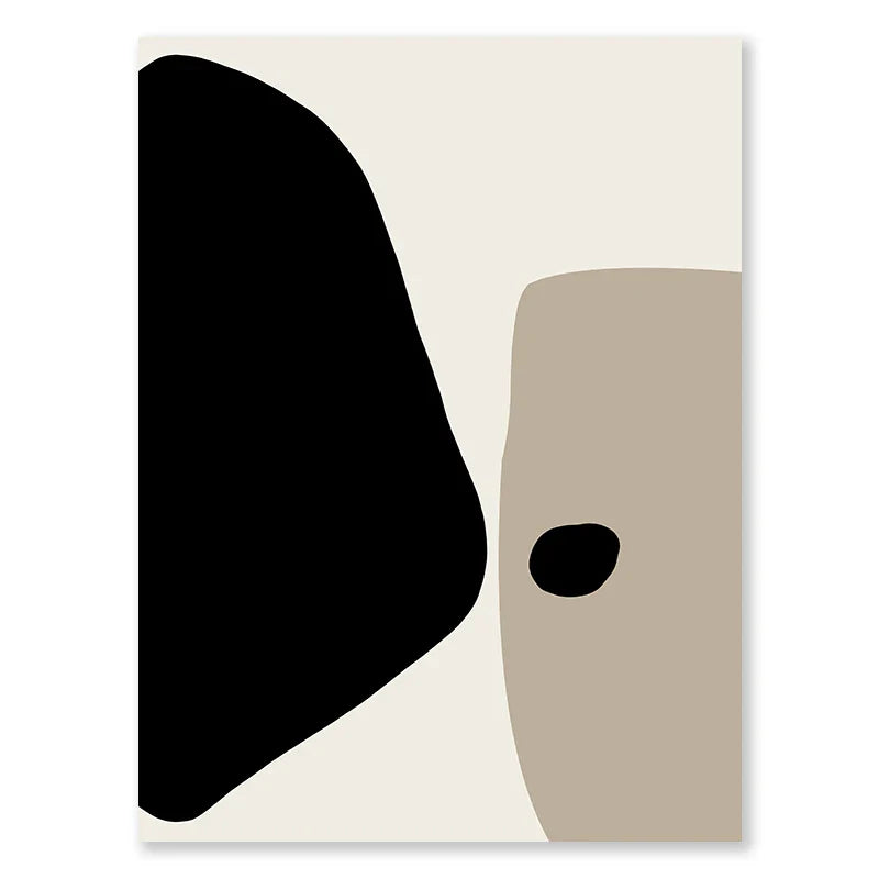 Modern Black Beige Shapely Abstract Wall Art Fine Art Canvas Prints Pictures For Living Room Bedroom Art For Contemporary Interiors | Bowlift