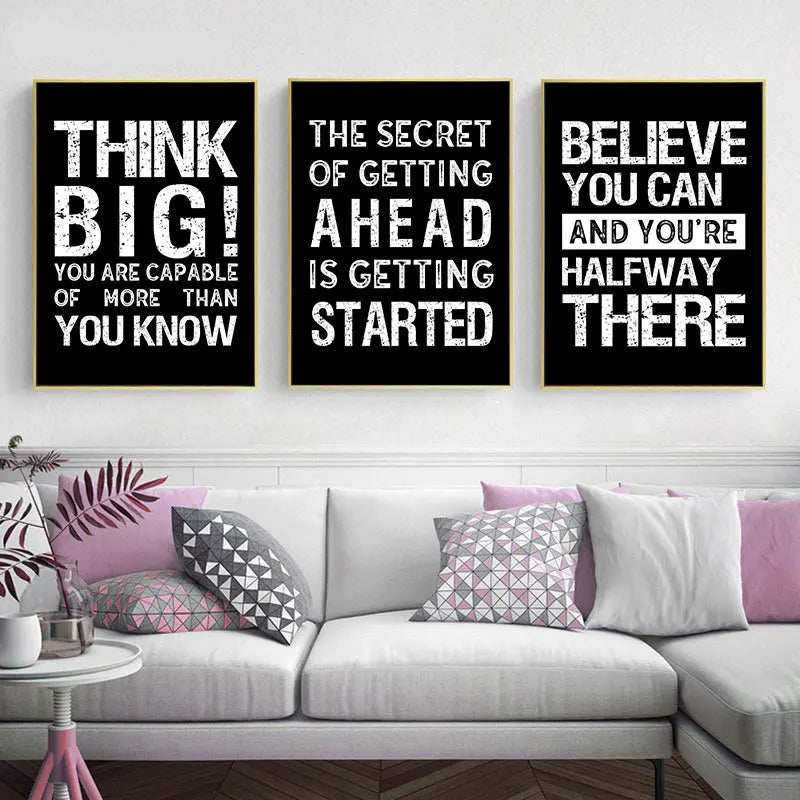 Modern Motivational Quotes Posters Black White Wall Art Fine Art Canvas Prints Pictures For Living Room Office Bedroom Inspirational Art Decor | Bowlift
