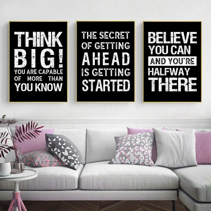 Modern Motivational Quotes Posters Black White Wall Art Fine Art Canvas Prints Pictures For Living Room Office Bedroom Inspirational Art Decor | Bowlift