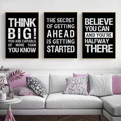 Modern Motivational Quotes Posters Black White Wall Art Fine Art Canvas Prints Pictures For Living Room Office Bedroom Inspirational Art Decor | Bowlift