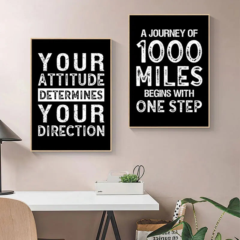 Modern Motivational Quotes Posters Black White Wall Art Fine Art Canvas Prints Pictures For Living Room Office Bedroom Inspirational Art Decor | Bowlift