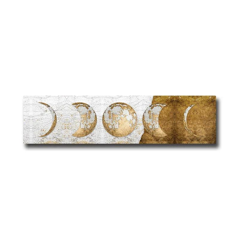 Modern Rustic Golden Moon Phases Wall Art Fine Art Canvas Prints Wide Format Pictures For Above The Bed Wide Pictures For Above The Sofa | Bowlift