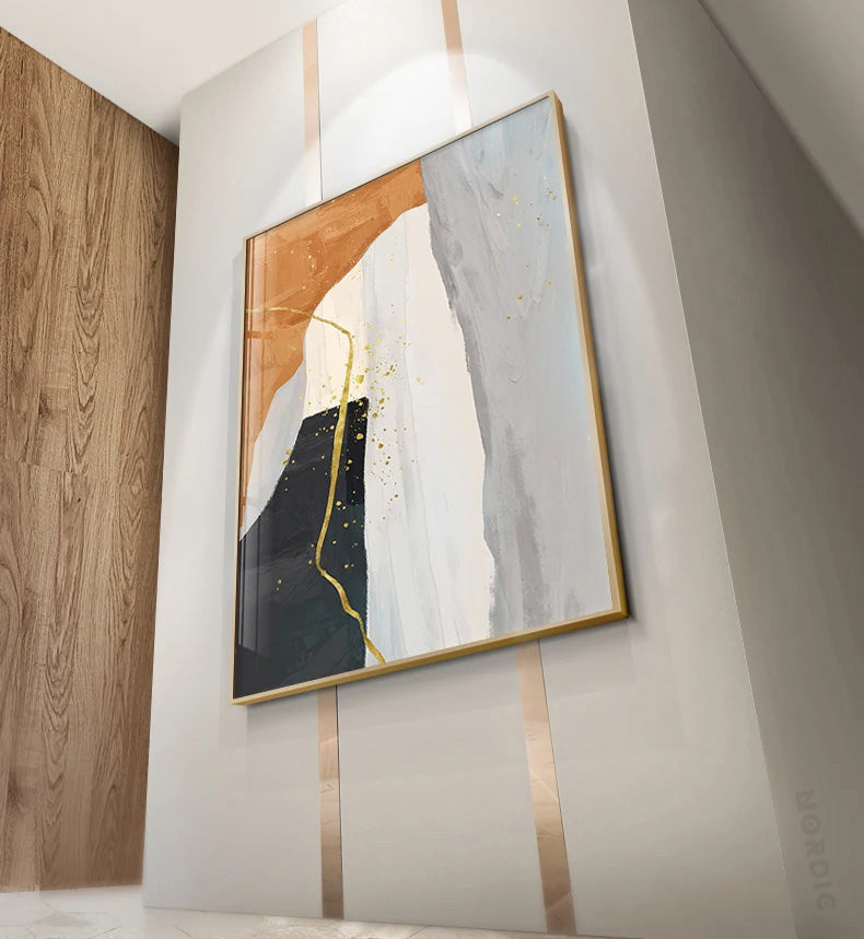 Modern Nordic Geomorphic Abstract Wall Art Fine Art Canvas Prints Neutral Tones Pictures For Living Room Art For Contemporary Interiors | Bowlift