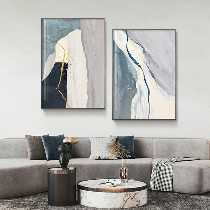 Modern Nordic Geomorphic Abstract Wall Art Fine Art Canvas Prints Neutral Tones Pictures For Living Room Art For Contemporary Interiors | Bowlift