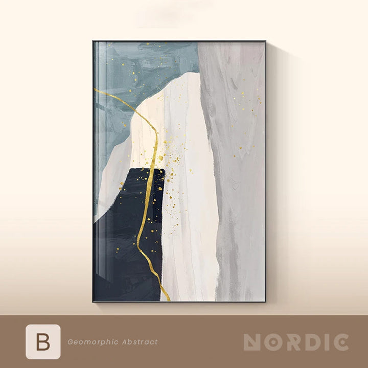 Modern Nordic Geomorphic Abstract Wall Art Fine Art Canvas Prints Neutral Tones Pictures For Living Room Art For Contemporary Interiors | Bowlift