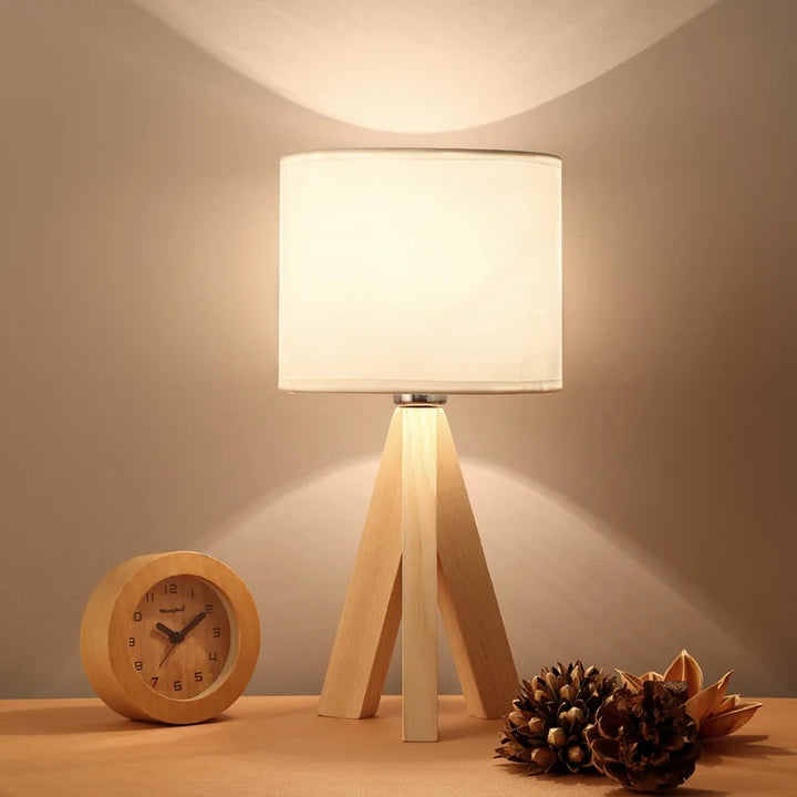 BowLift | Wood Opaline - Modern Wooden Tripod Table Lamp