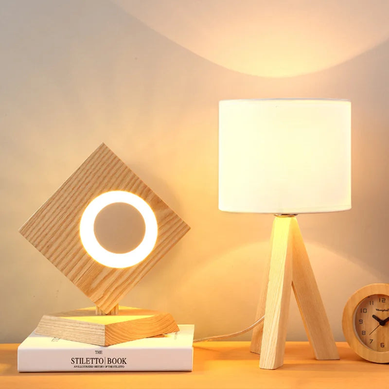 BowLift | Wood Opaline - Modern Wooden Tripod Table Lamp