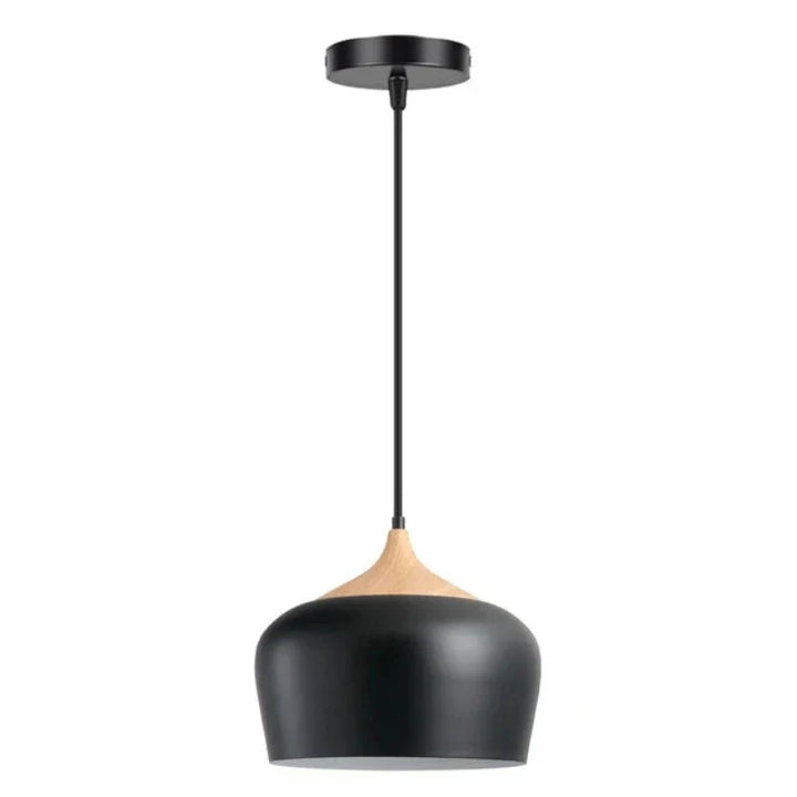 Modern Scandinavian Hanging Lamp – Wood & Metal Pendant Light for Bedroom | Bowlift