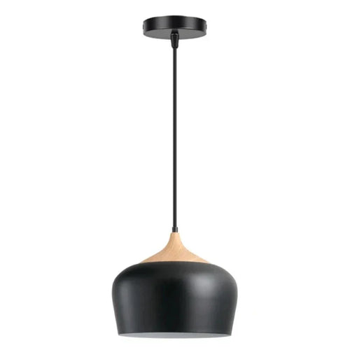 Modern Scandinavian Hanging Lamp – Wood & Metal Pendant Light for Bedroom | Bowlift