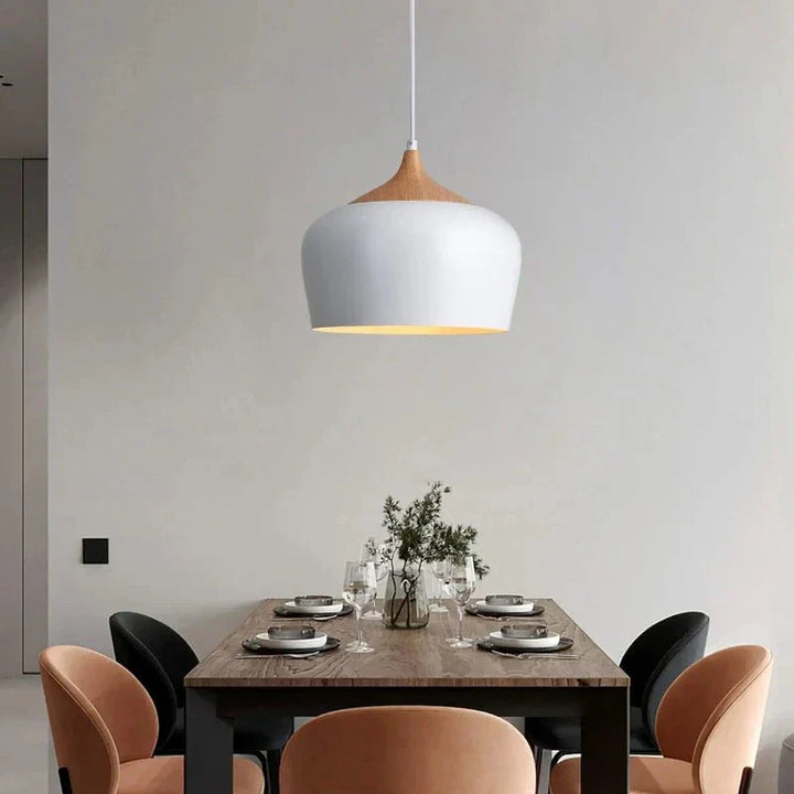 Modern Scandinavian Hanging Lamp – Wood & Metal Pendant Light for Bedroom | Bowlift