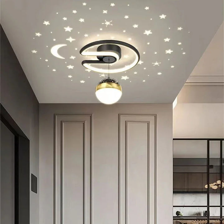 LED ceiling light with starry sky – Modern chandelier design for children's room and living room | Bowlift