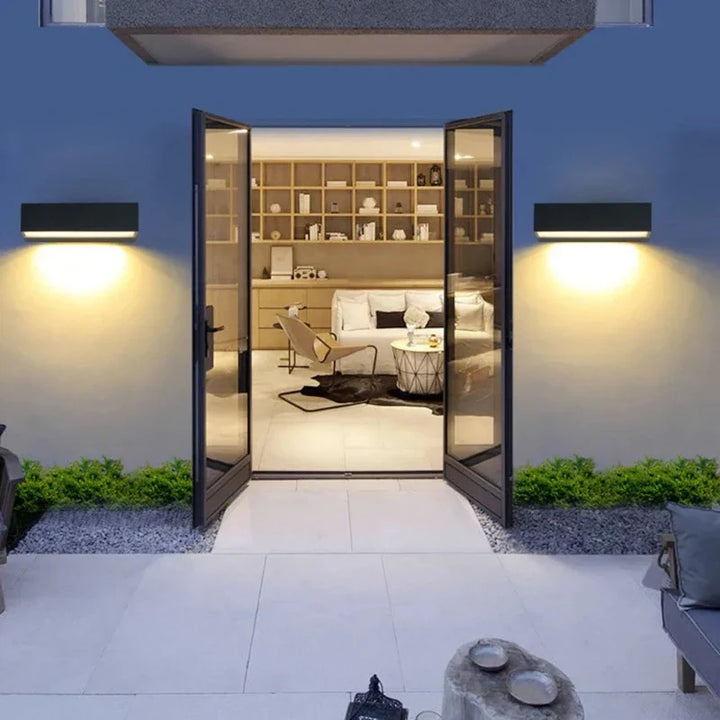 Modern LED wall light for outdoor use - weatherproof, energy-saving, ideal for garden and terrace | Bowlift