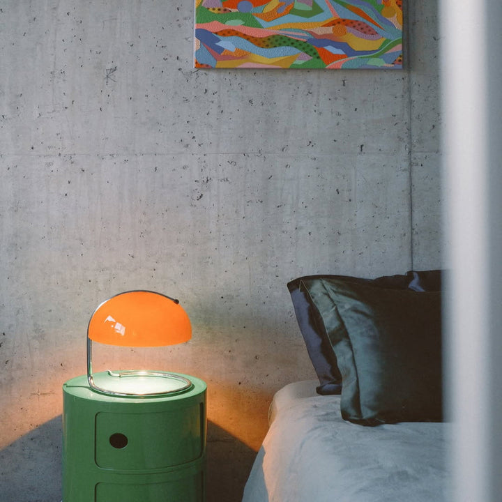 BowLift | Mid-Century Modern Desk Lamp – Retro Orange Dome Design with USB Power