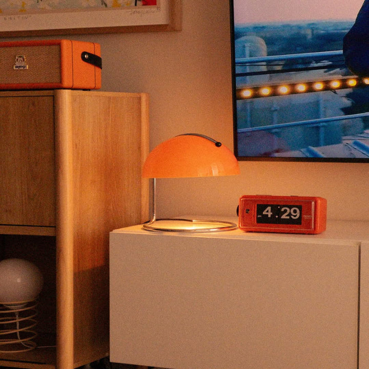 BowLift | Mid-Century Modern Desk Lamp – Retro Orange Dome Design with USB Power
