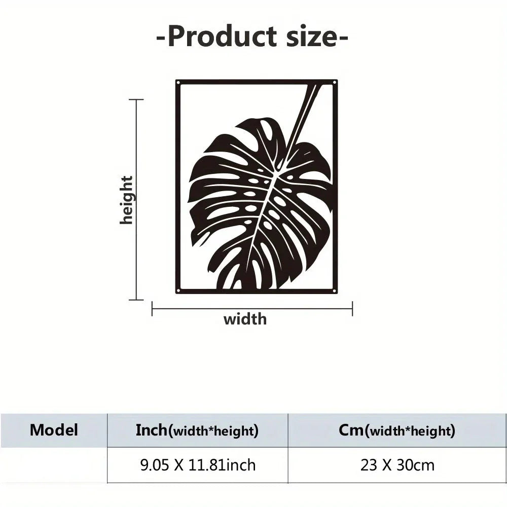 Monstera Leaf Silhouette Black Metal Wall Art 3D Sculptured Iron Craft Wall Decoration For Living Room Dining Room Creative Home Decor | Bowlift