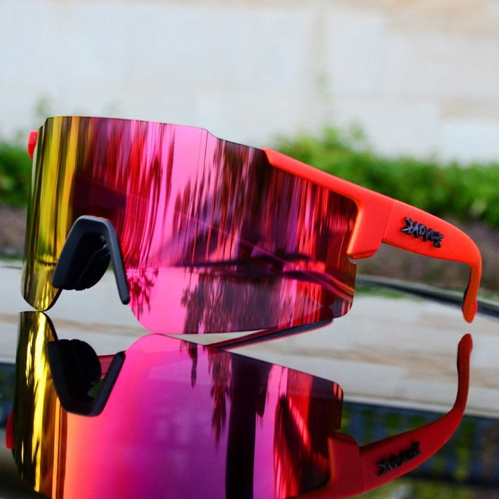 BowLift | ReflectRide Sports Sunglasses – Aerodynamic Cycling Glasses with UV Protection and Interchangeable Frame